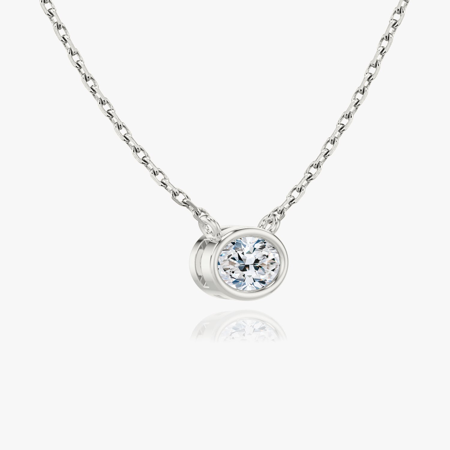 1.0CT Oval Bezel Solitaire D-VVS Lab Grown Diamond Necklace