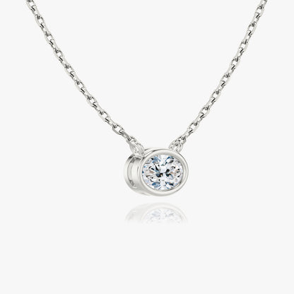 1.0CT Oval Bezel Solitaire D-VVS Lab Grown Diamond Necklace