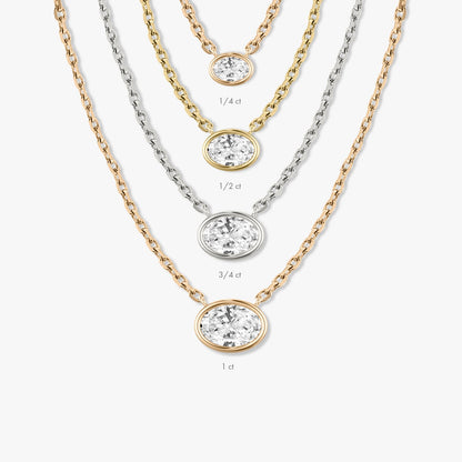 1.0CT Oval Bezel Solitaire D-VVS Lab Grown Diamond Necklace
