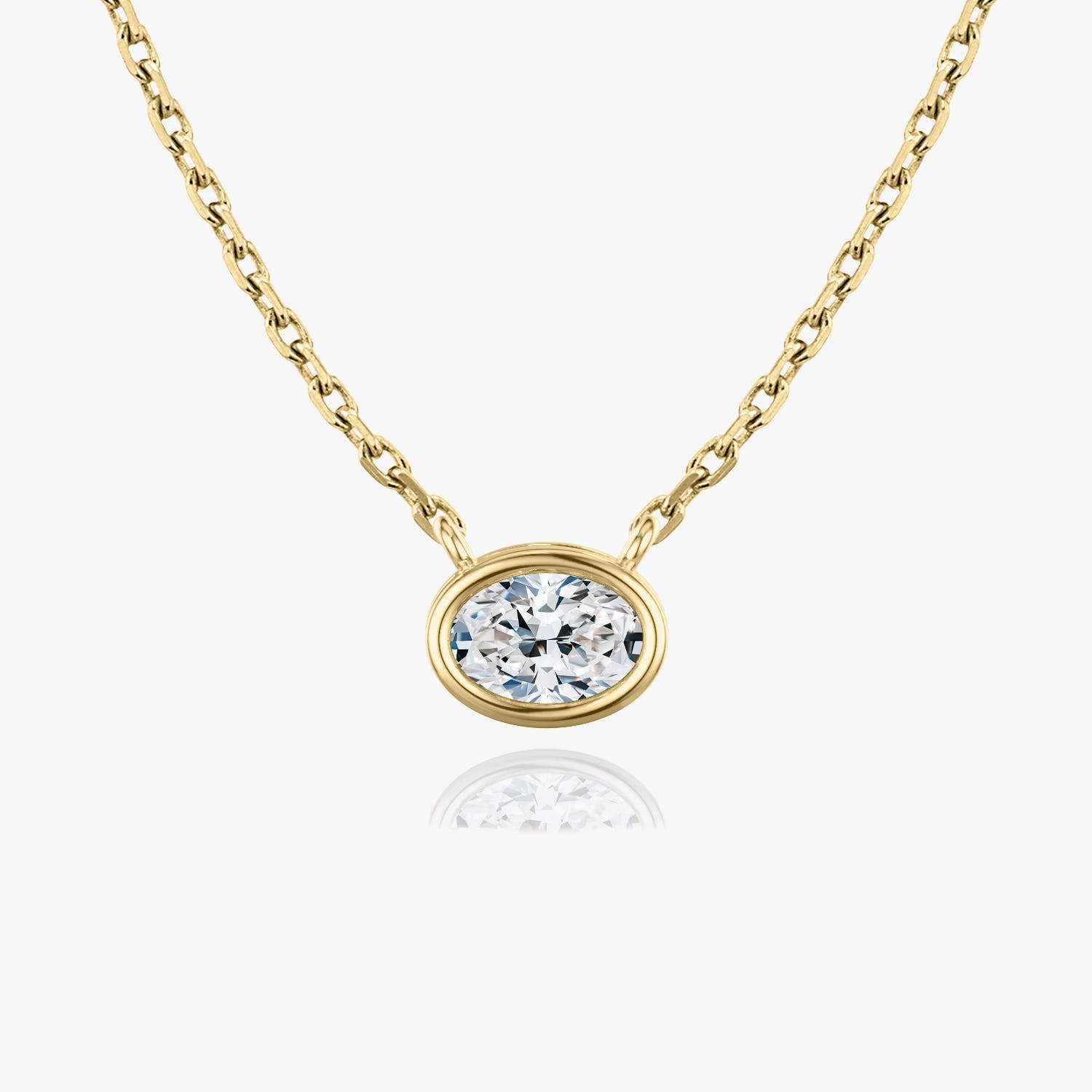 1.0CT Oval Bezel Solitaire D-VVS Lab Grown Diamond Necklace