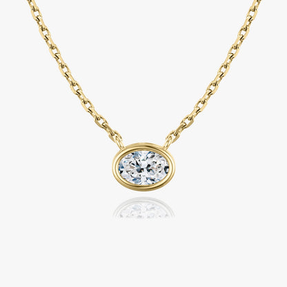 1.0CT Oval Bezel Solitaire D-VVS Lab Grown Diamond Necklace