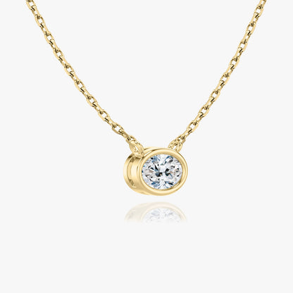 1.0CT Oval Bezel Solitaire D-VVS Lab Grown Diamond Necklace
