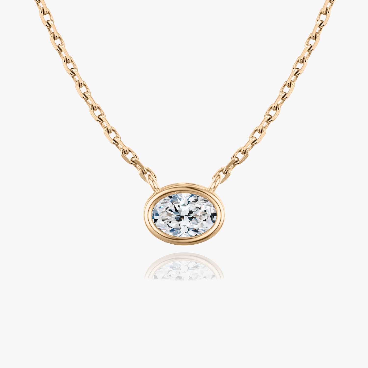 1.0CT Oval Bezel Solitaire D-VVS Lab Grown Diamond Necklace