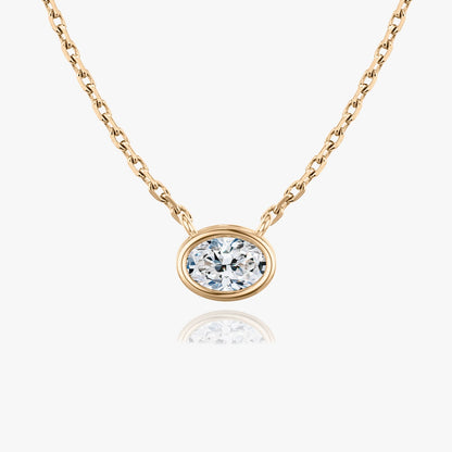 1.0CT Oval Bezel Solitaire D-VVS Lab Grown Diamond Necklace