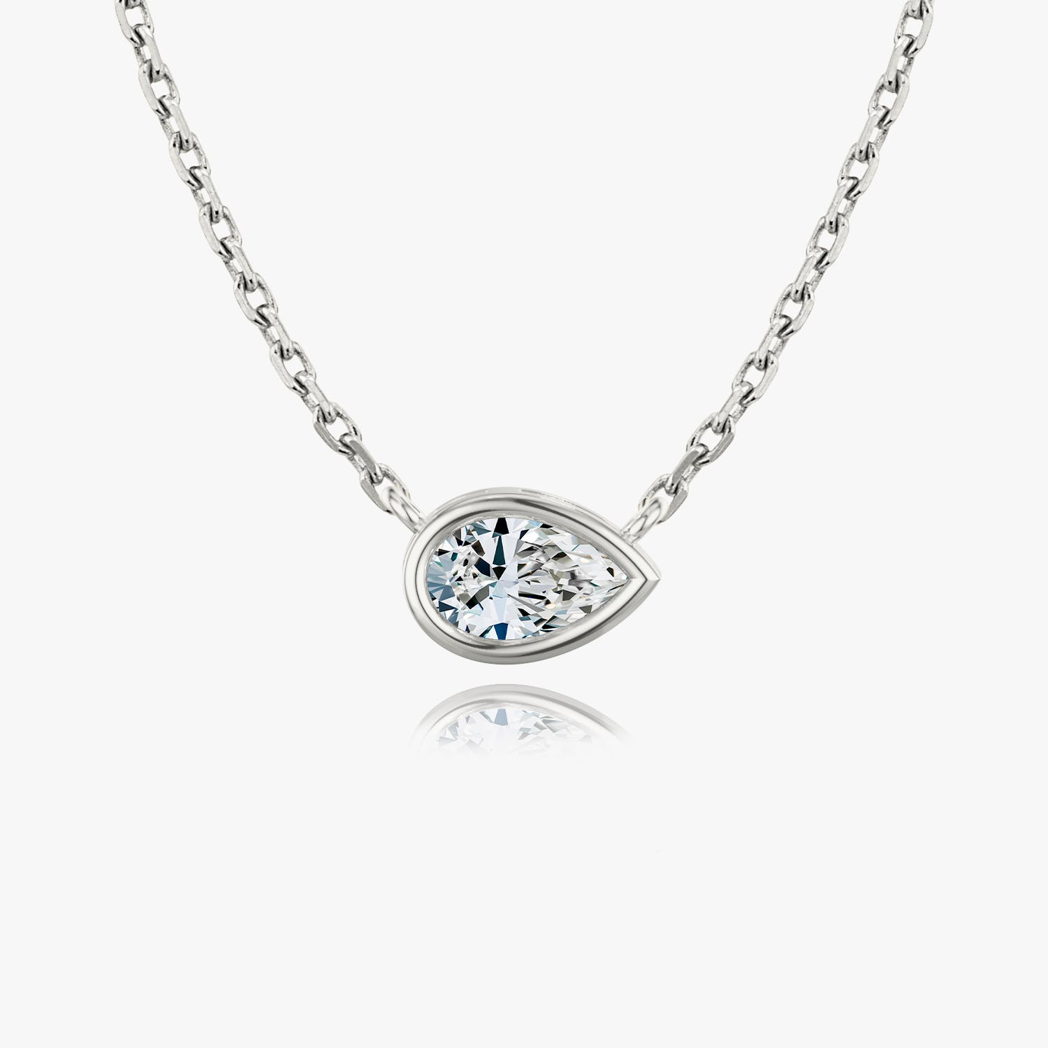 1.0CT Pear Bezel Solitaire D-VVS Lab Grown Diamond Necklace
