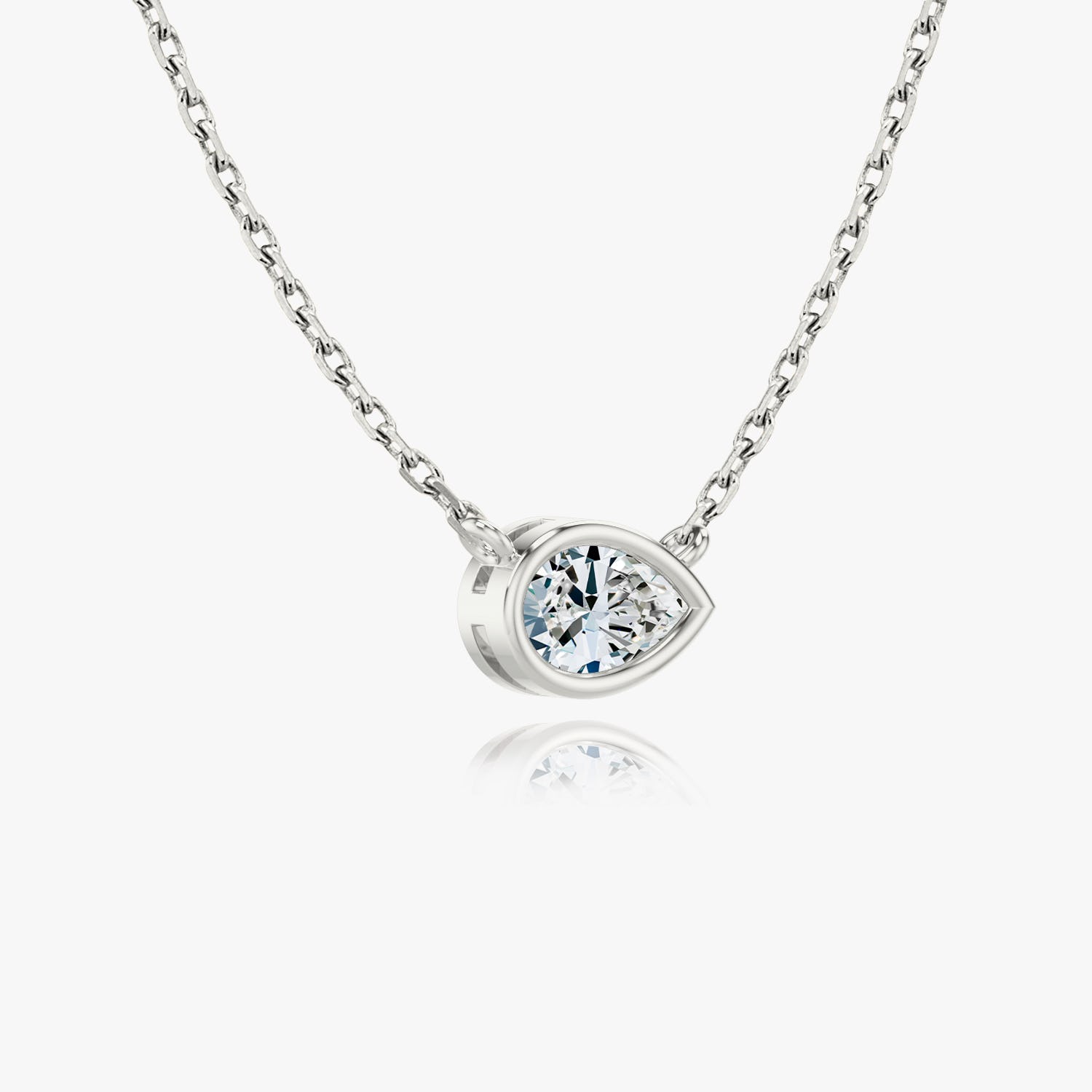 1.0CT Pear Bezel Solitaire D-VVS Lab Grown Diamond Necklace