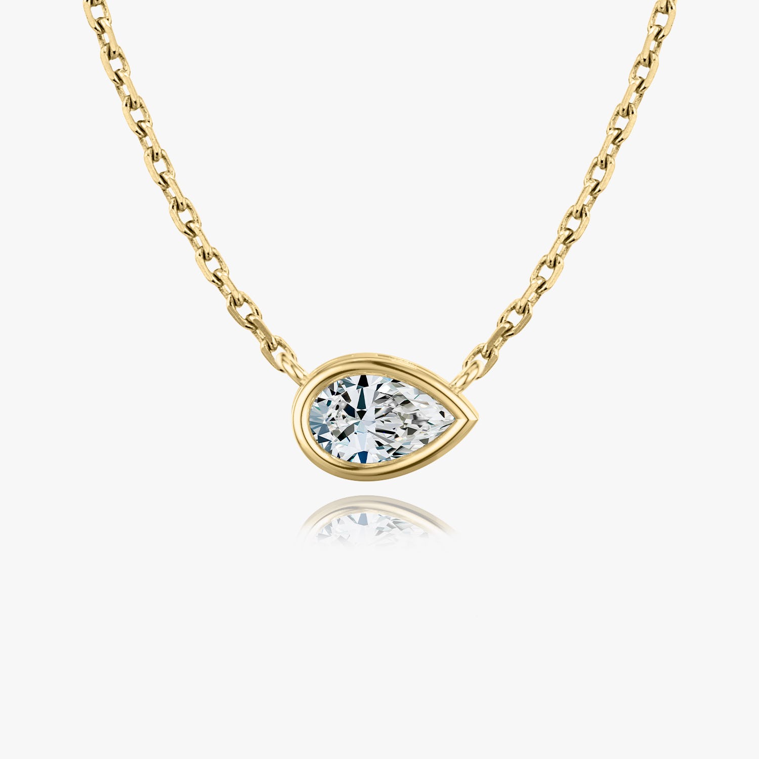 1.0CT Pear Bezel Solitaire D-VVS Lab Grown Diamond Necklace