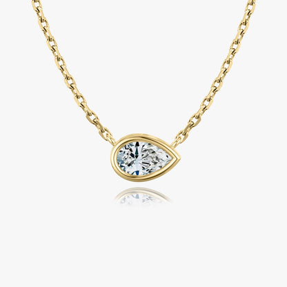1.0CT Pear Bezel Solitaire D-VVS Lab Grown Diamond Necklace