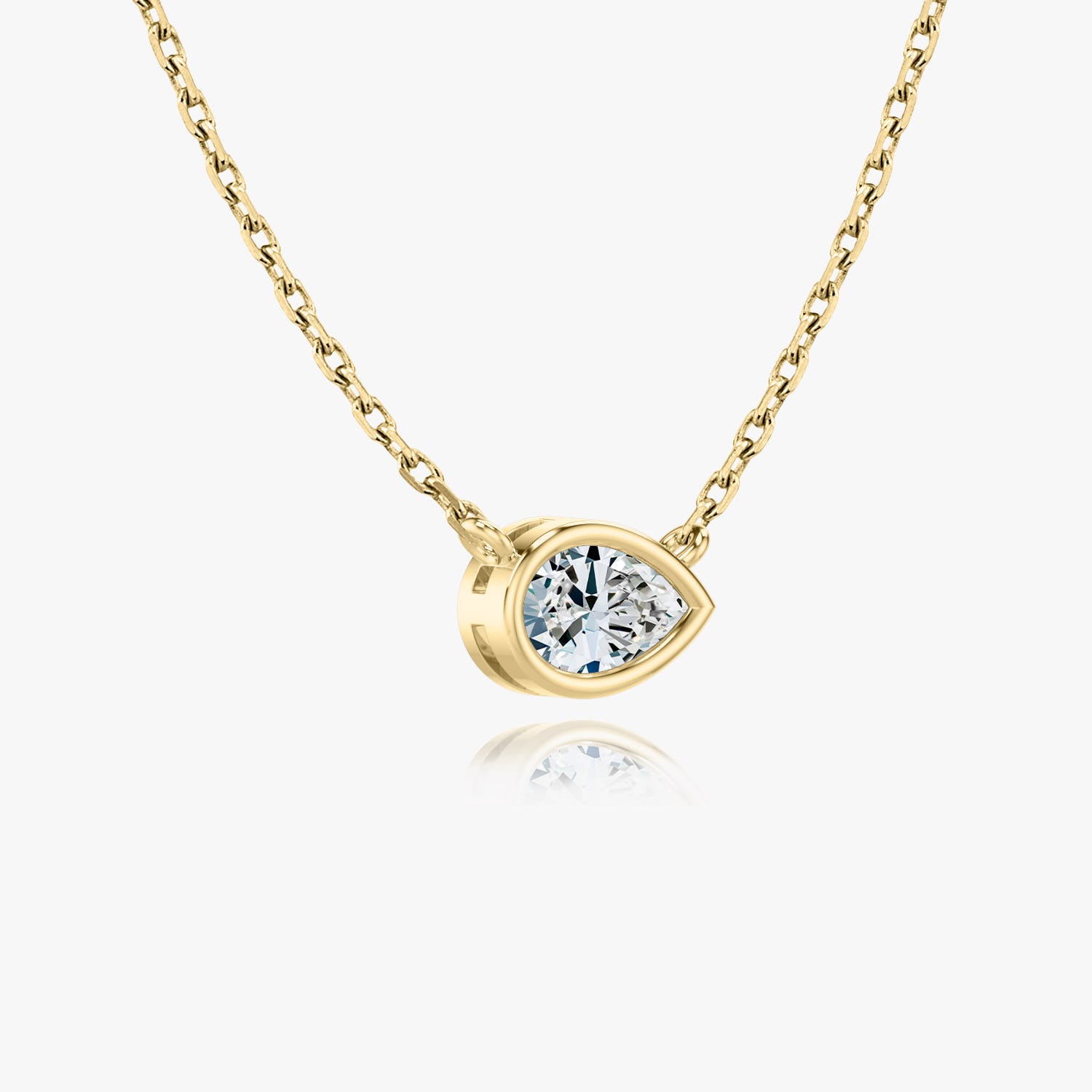 1.0CT Pear Bezel Solitaire D-VVS Lab Grown Diamond Necklace