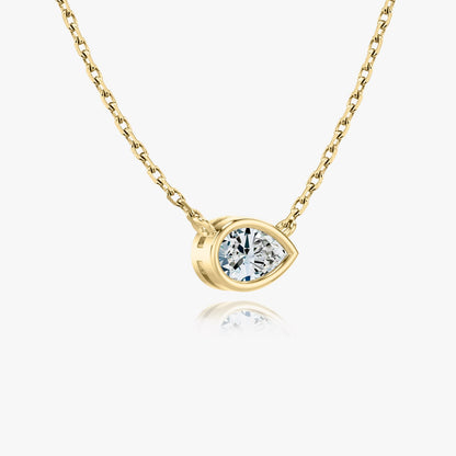 1.0CT Pear Bezel Solitaire D-VVS Lab Grown Diamond Necklace