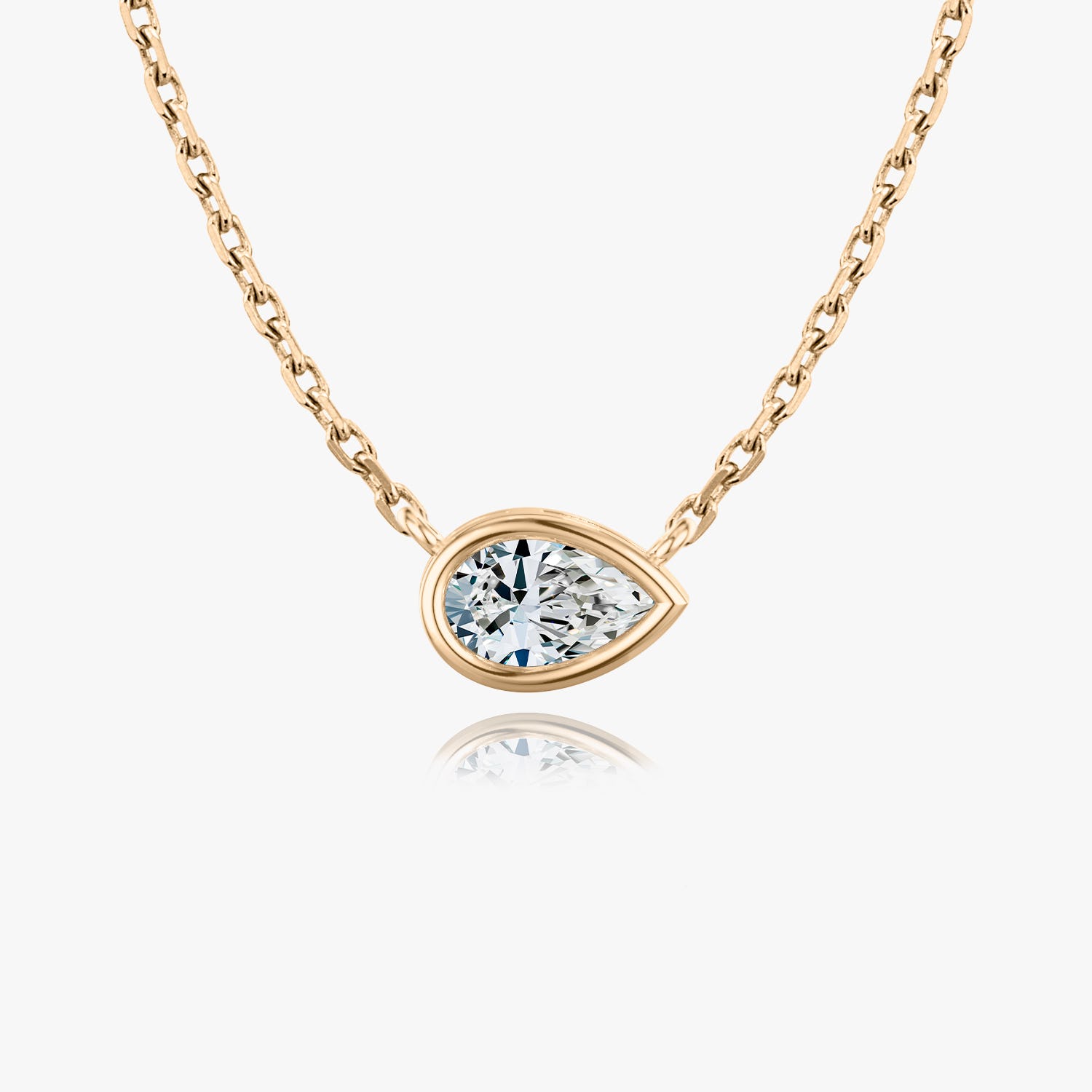 1.0CT Pear Bezel Solitaire D-VVS Lab Grown Diamond Necklace