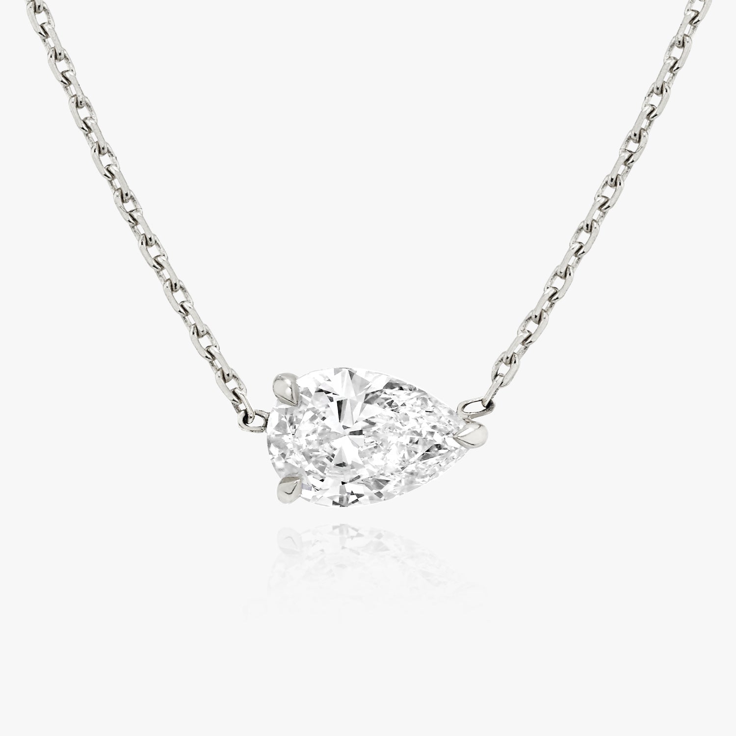 1.0CT Pear Solitaire D-VVS Lab Grown Diamond  Teardrop Dainty Necklace