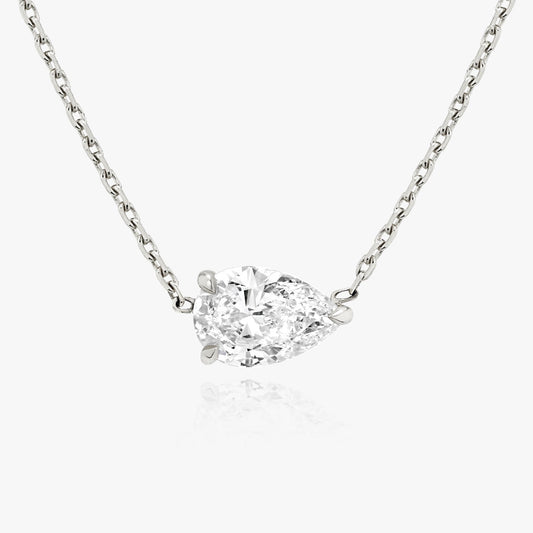1.0CT Pear Solitaire D-VVS Lab Grown Diamond  Teardrop Dainty Necklace