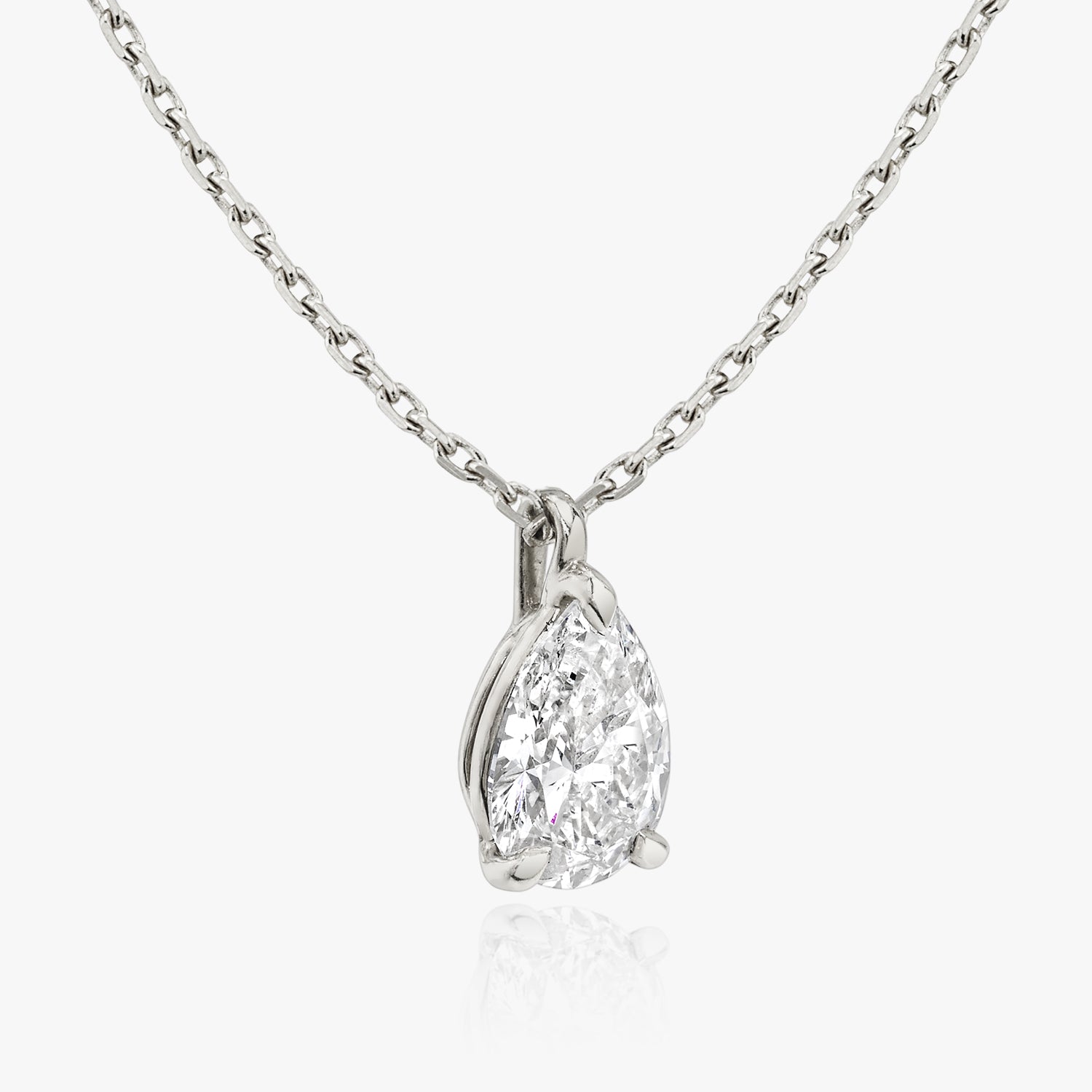 1.0CT Pear Solitaire D-VVS Lab Grown Diamond Dainty Necklace