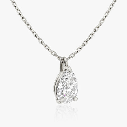 1.0CT Pear Solitaire D-VVS Lab Grown Diamond Dainty Necklace