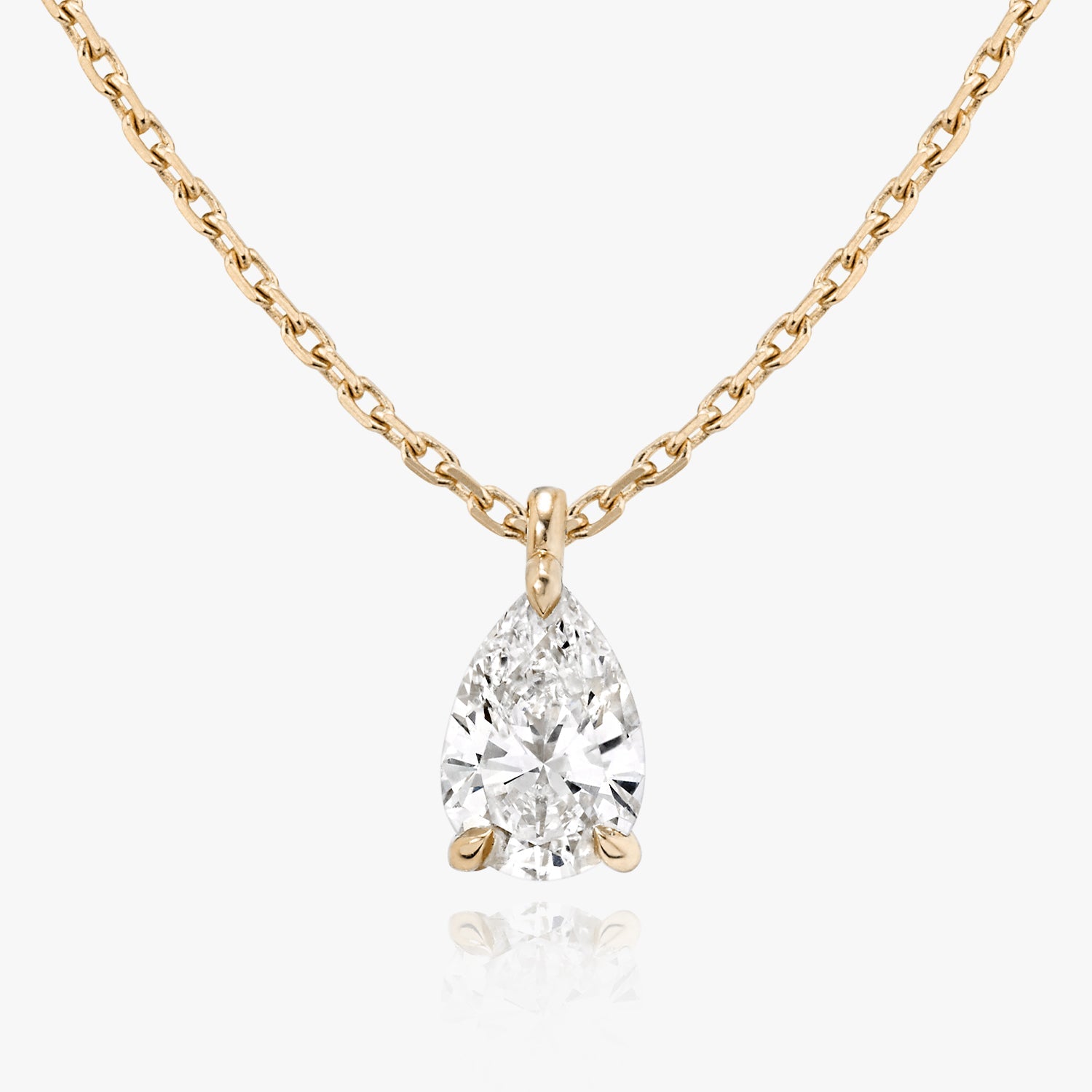 1.0CT Pear Solitaire D-VVS Lab Grown Diamond Dainty Necklace