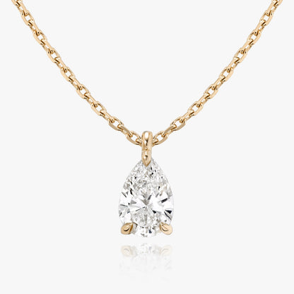 1.0CT Pear Solitaire D-VVS Lab Grown Diamond Dainty Necklace