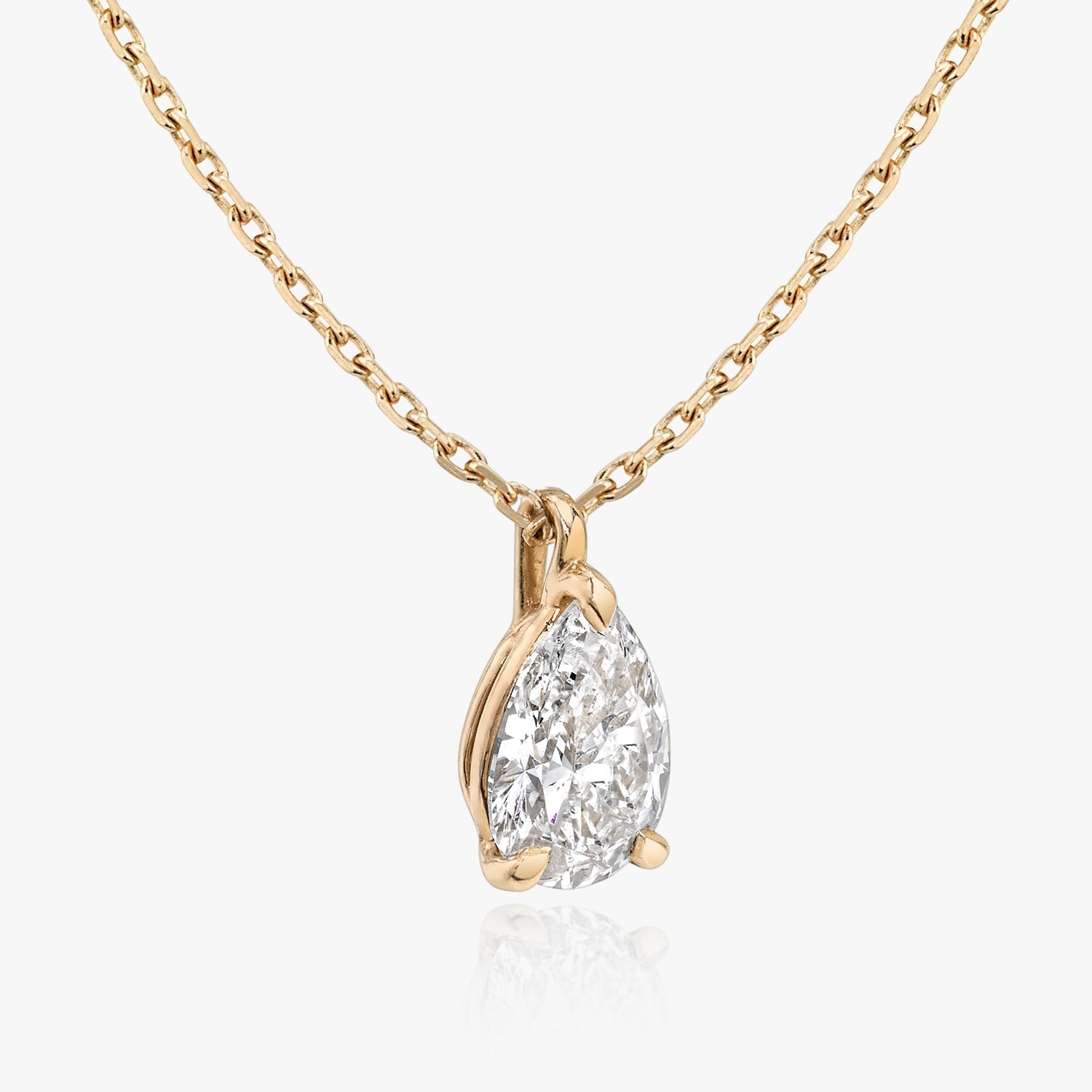 1.0CT Pear Solitaire D-VVS Lab Grown Diamond Dainty Necklace