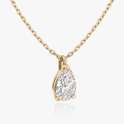 1.0CT Pear Solitaire D-VVS Lab Grown Diamond Dainty Necklace
