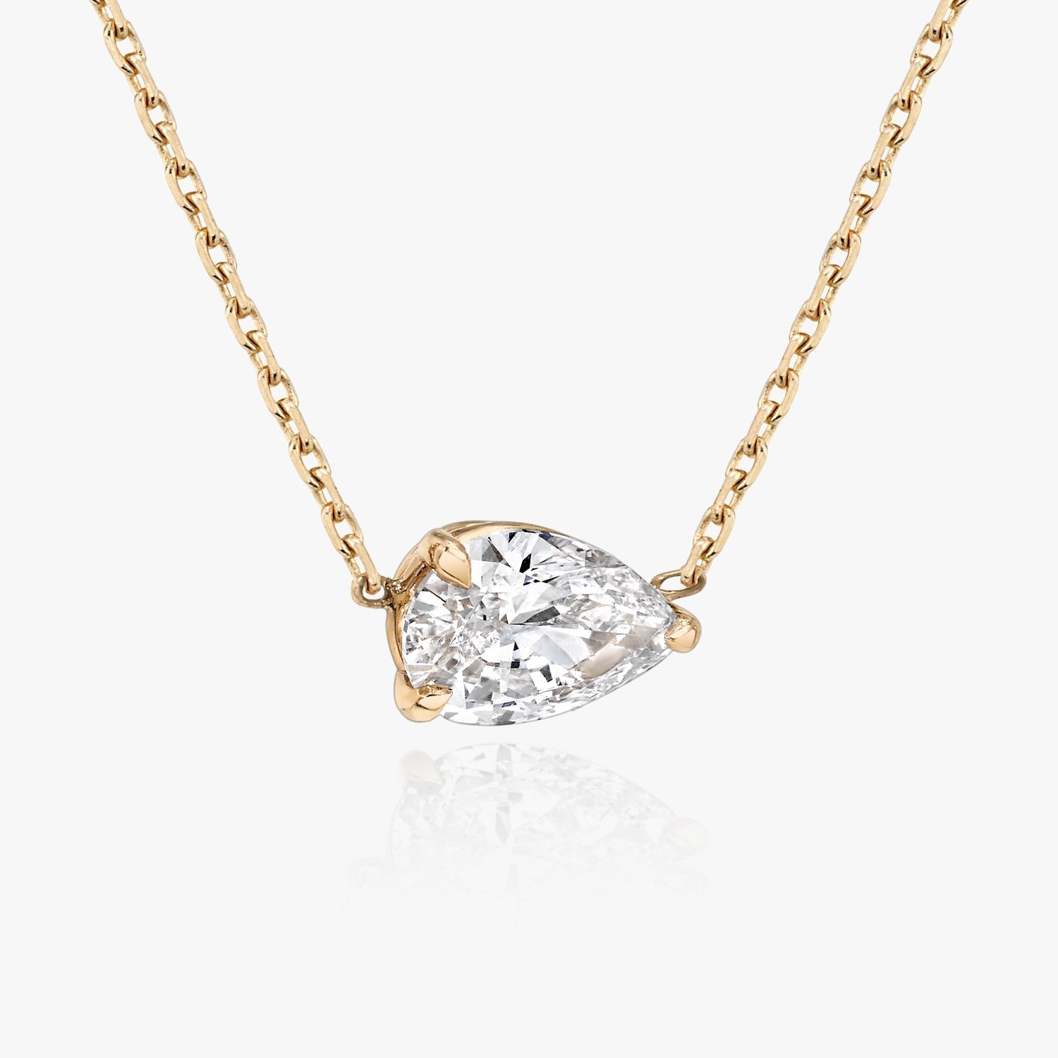 1.0CT Pear Solitaire D-VVS Lab Grown Diamond  Teardrop Dainty Necklace