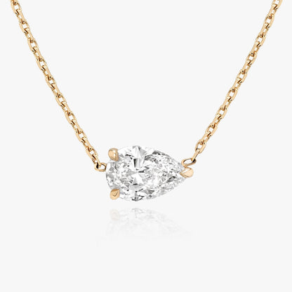 1.0CT Pear Solitaire D-VVS Lab Grown Diamond  Teardrop Dainty Necklace