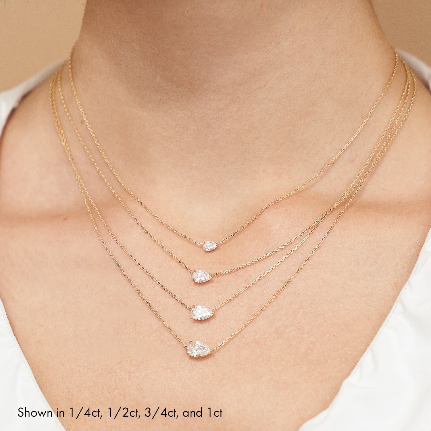 1.0CT Pear Solitaire D-VVS Lab Grown Diamond  Teardrop Dainty Necklace