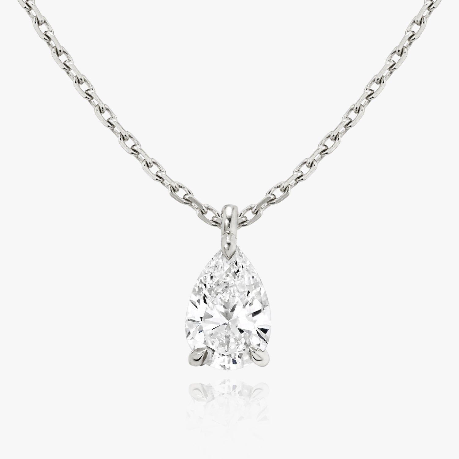 1.0CT Pear Solitaire D-VVS Lab Grown Diamond Dainty Necklace