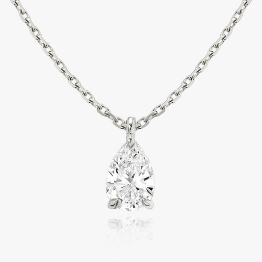 1.0CT Pear Solitaire D-VVS Lab Grown Diamond Dainty Necklace