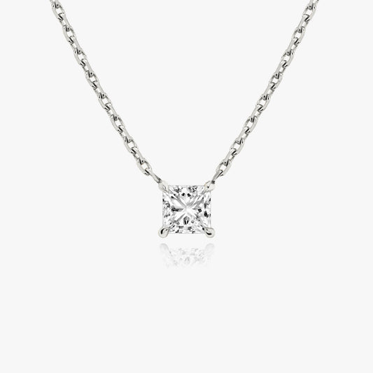 1.0CT Princess Solitaire D-VVS Lab Grown Diamond Necklace