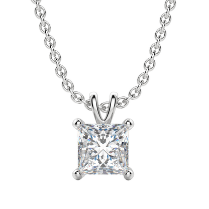1.0CT Princess Solitaire D-VVS Lab Grown Diamond Necklace