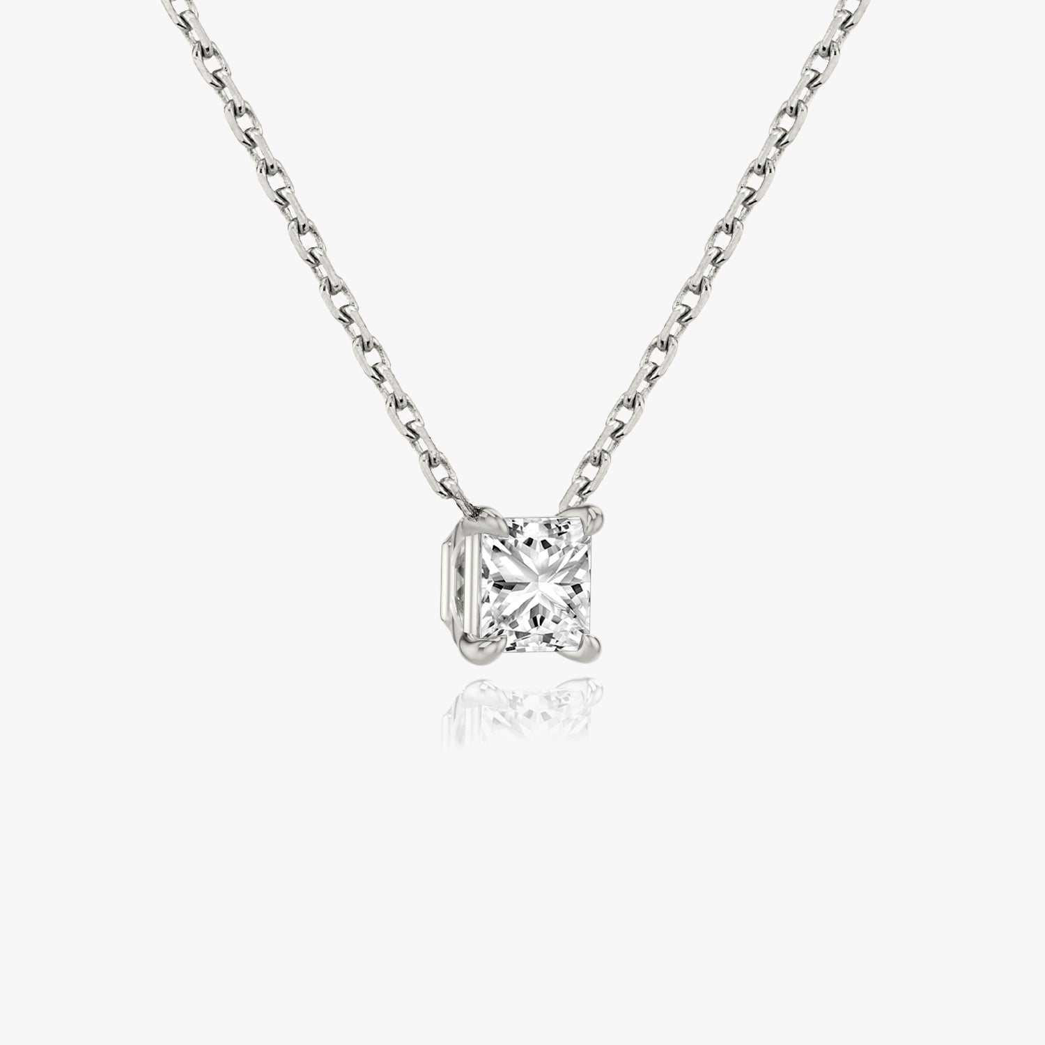 1.0CT Princess Solitaire D-VVS Lab Grown Diamond Necklace