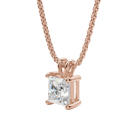 1.0CT Princess Solitaire D-VVS Lab Grown Diamond Necklace