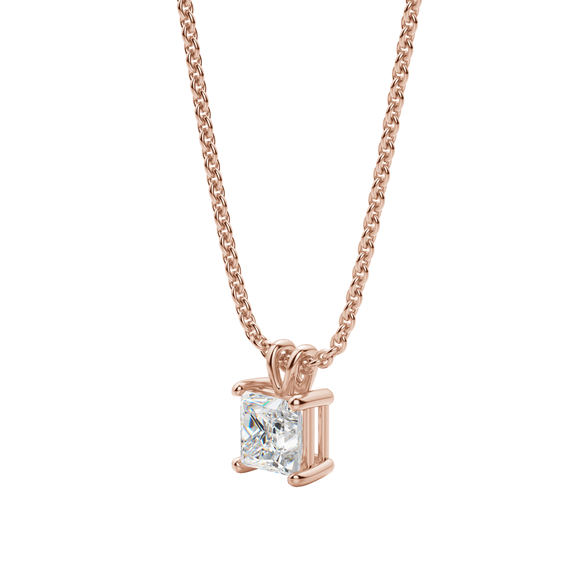1.0CT Princess Solitaire D-VVS Lab Grown Diamond Necklace