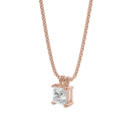 1.0CT Princess Solitaire D-VVS Lab Grown Diamond Necklace