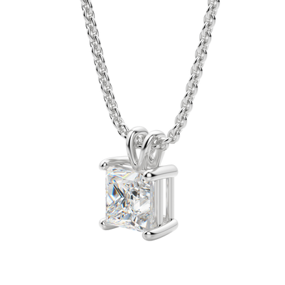 1.0CT Princess Solitaire D-VVS Lab Grown Diamond Necklace