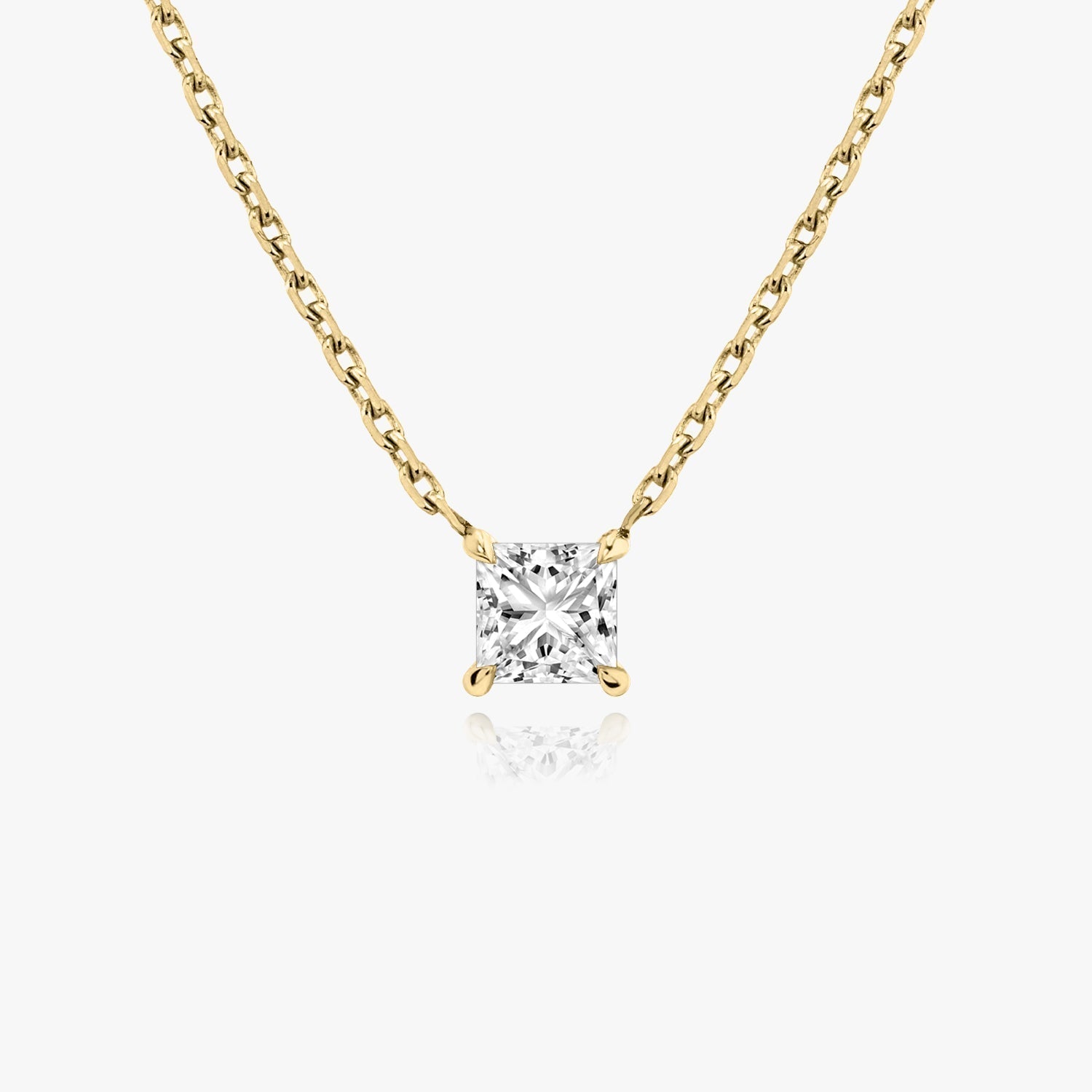1.0CT Princess Solitaire D-VVS Lab Grown Diamond Necklace