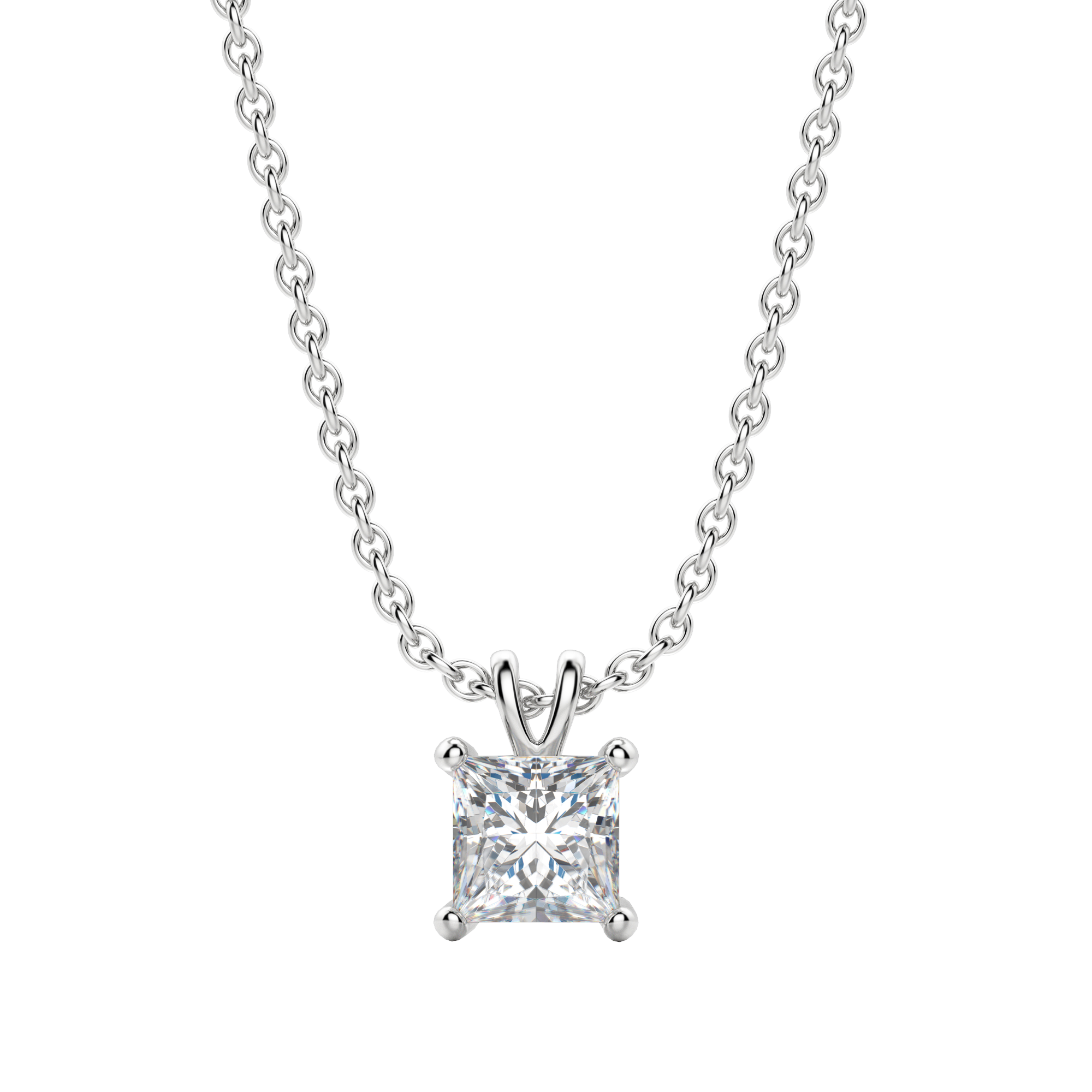 1.0CT Princess Solitaire D-VVS Lab Grown Diamond Necklace