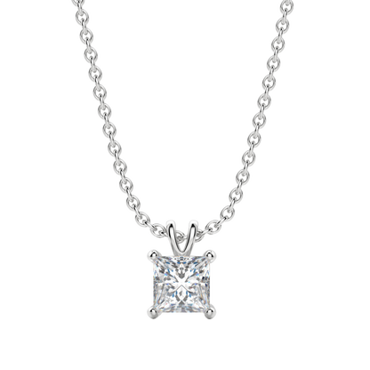 1.0CT Princess Solitaire D-VVS Lab Grown Diamond Necklace