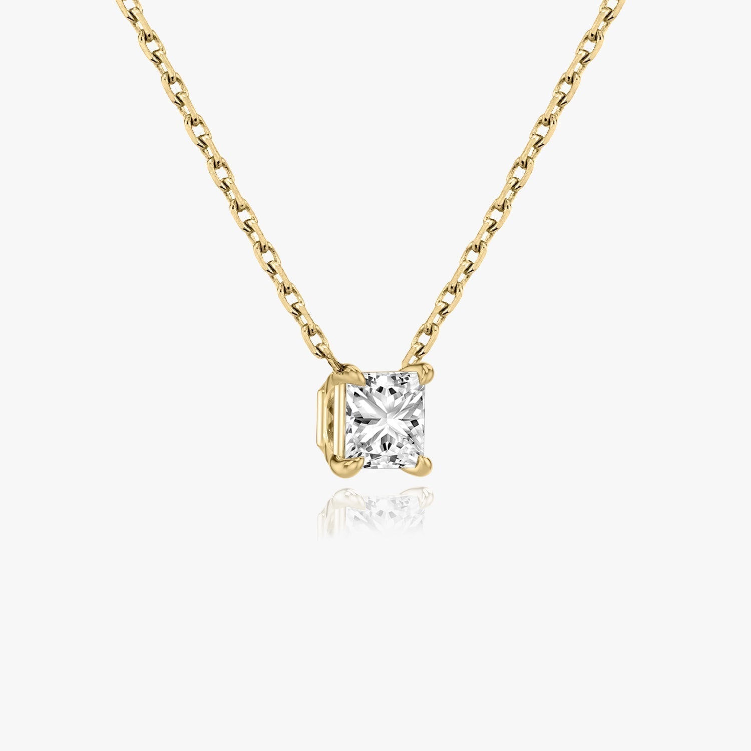 1.0CT Princess Solitaire D-VVS Lab Grown Diamond Necklace