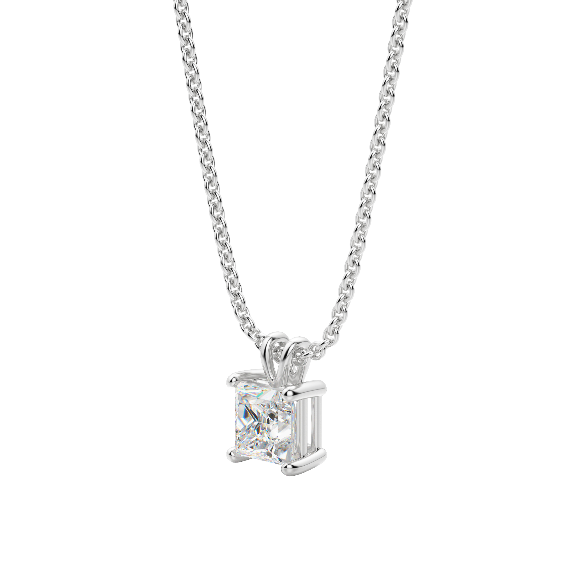 1.0CT Princess Solitaire D-VVS Lab Grown Diamond Necklace