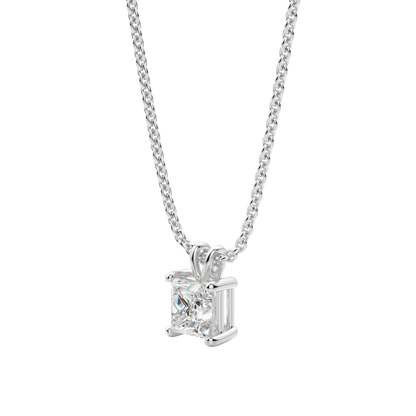 1.0CT Princess Solitaire D-VVS Lab Grown Diamond Necklace