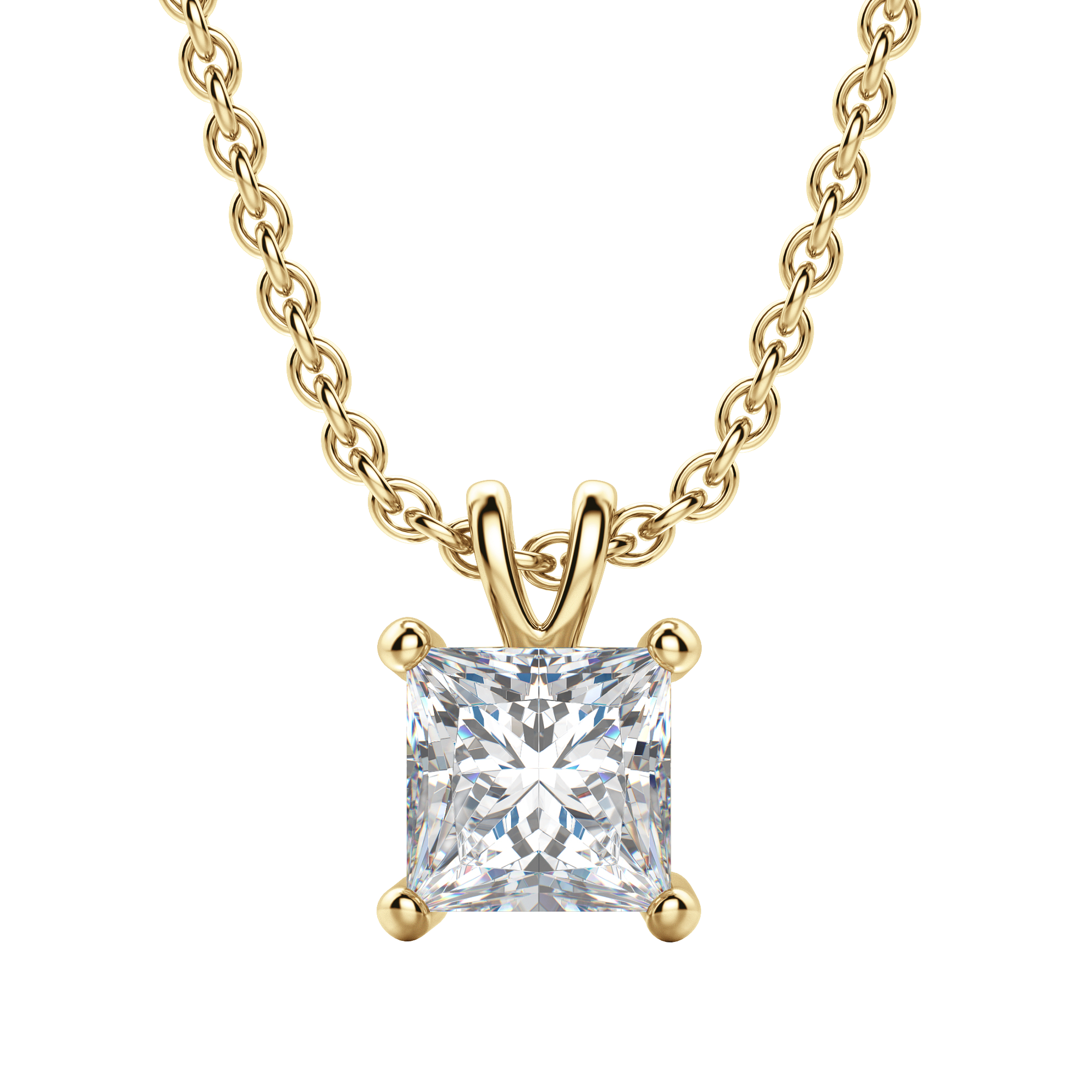1.0CT Princess Solitaire D-VVS Lab Grown Diamond Necklace