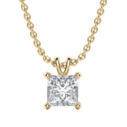 1.0CT Princess Solitaire D-VVS Lab Grown Diamond Necklace