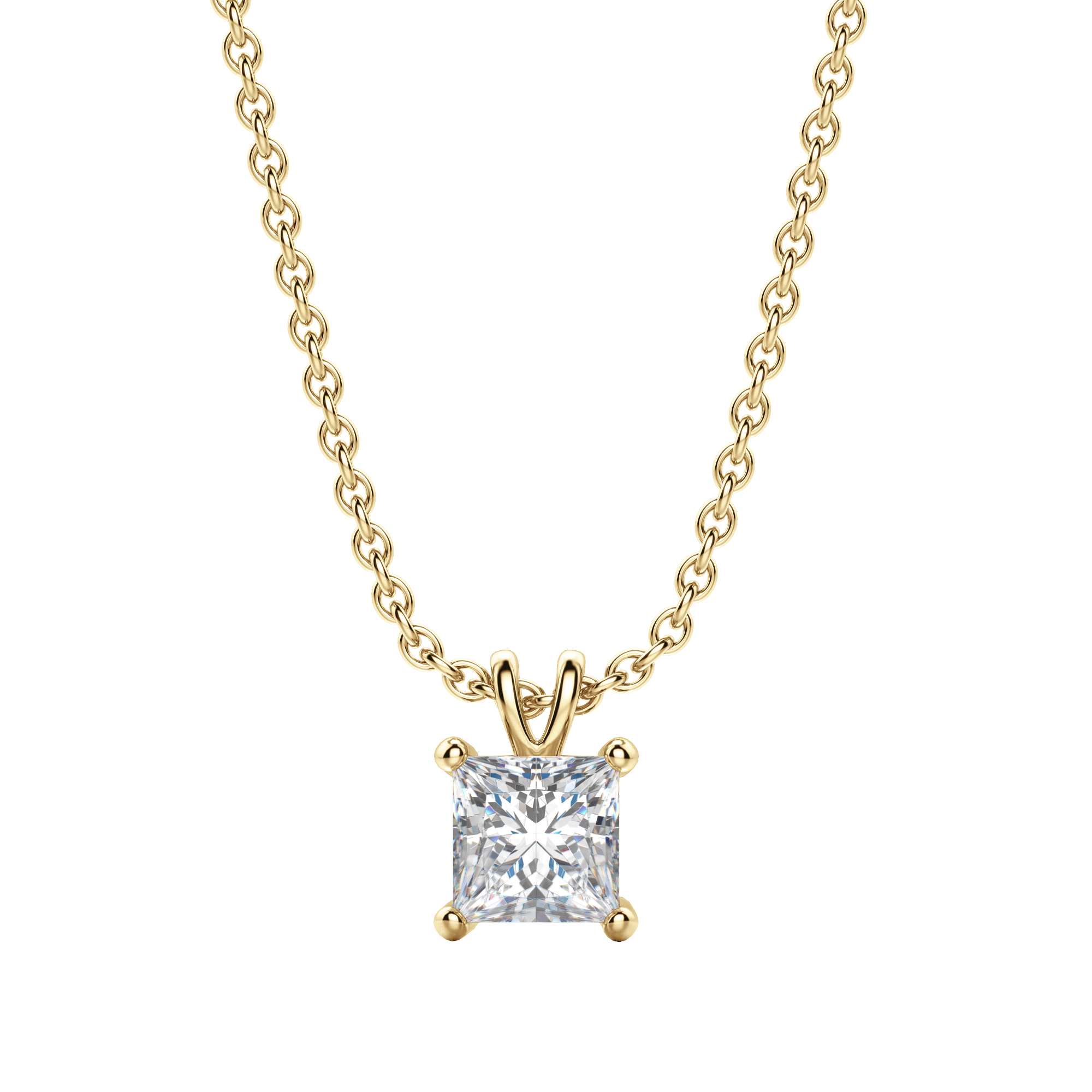 1.0CT Princess Solitaire D-VVS Lab Grown Diamond Necklace