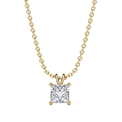 1.0CT Princess Solitaire D-VVS Lab Grown Diamond Necklace