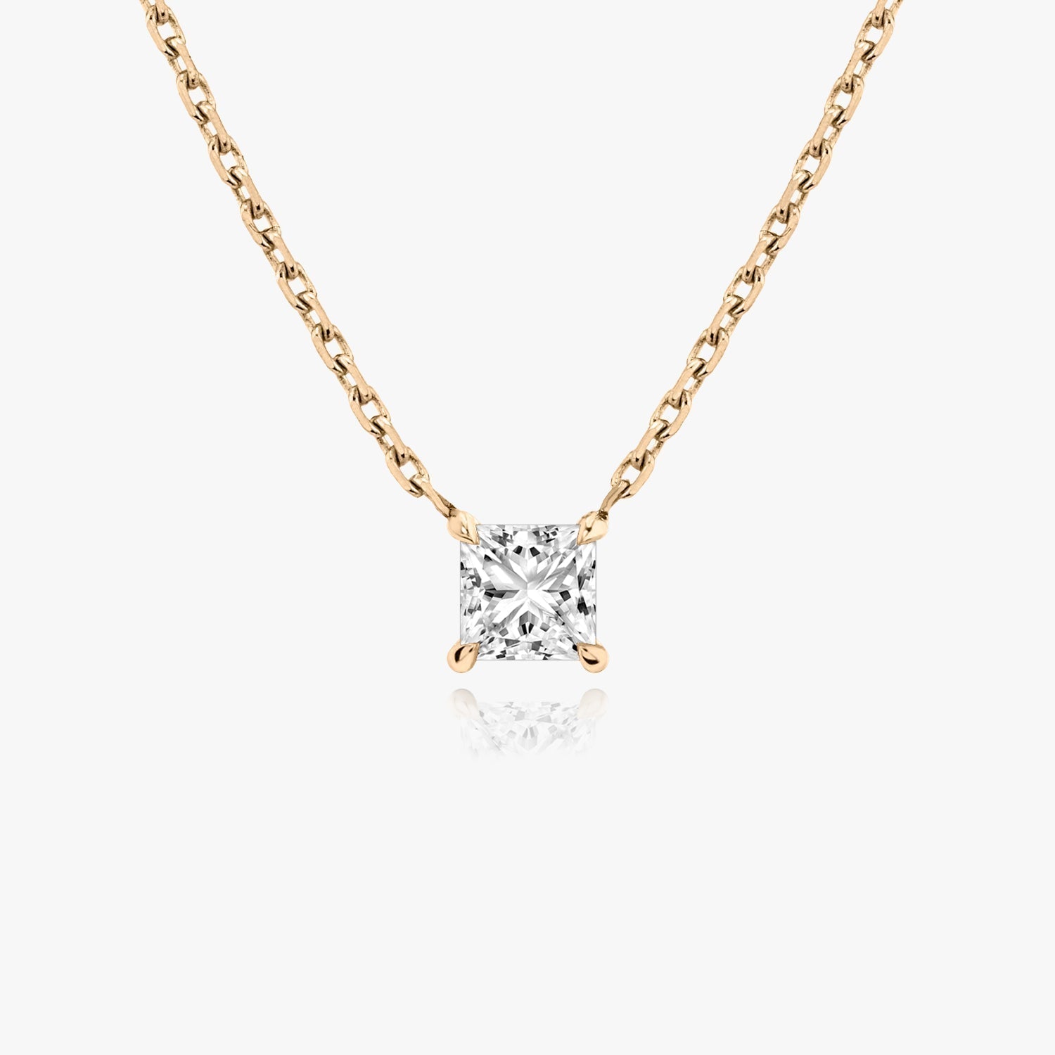 1.0CT Princess Solitaire D-VVS Lab Grown Diamond Necklace