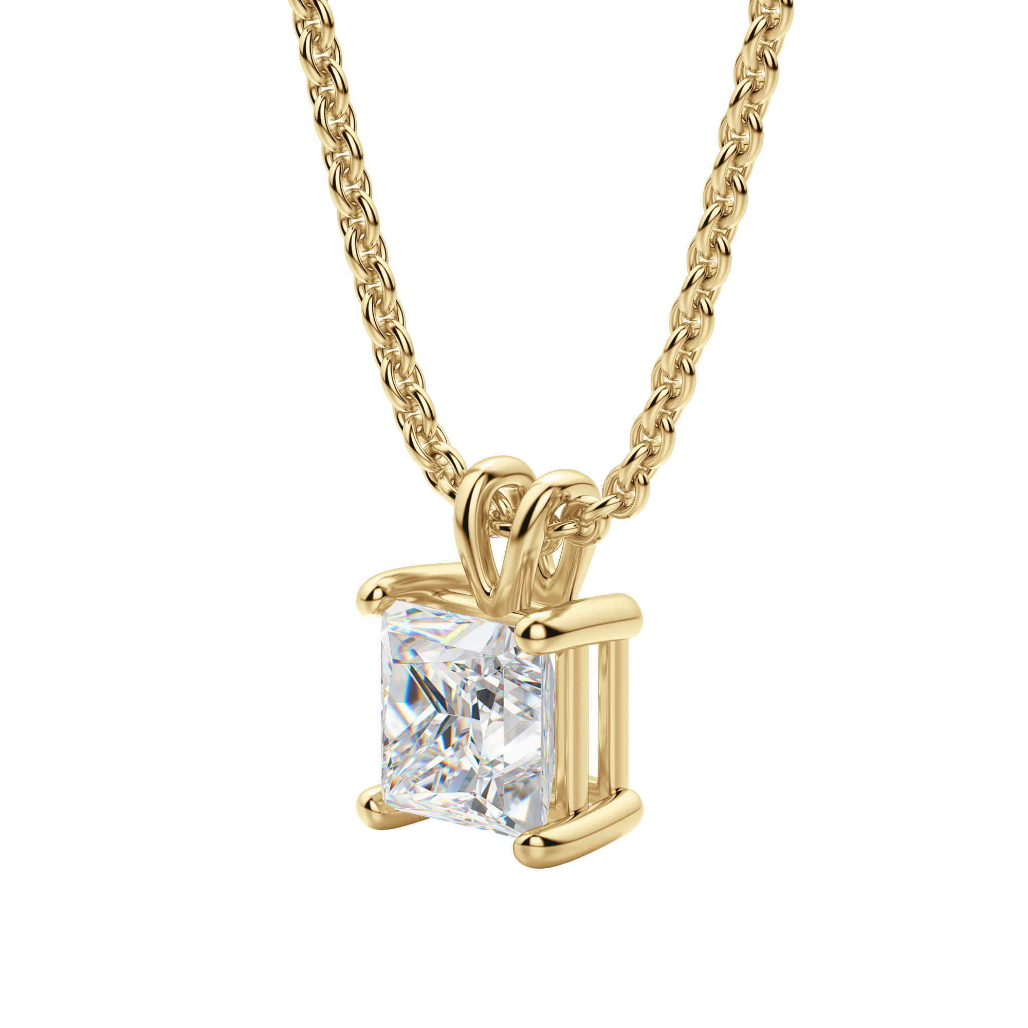 1.0CT Princess Solitaire D-VVS Lab Grown Diamond Necklace