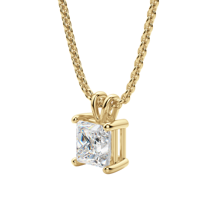 1.0CT Princess Solitaire D-VVS Lab Grown Diamond Necklace