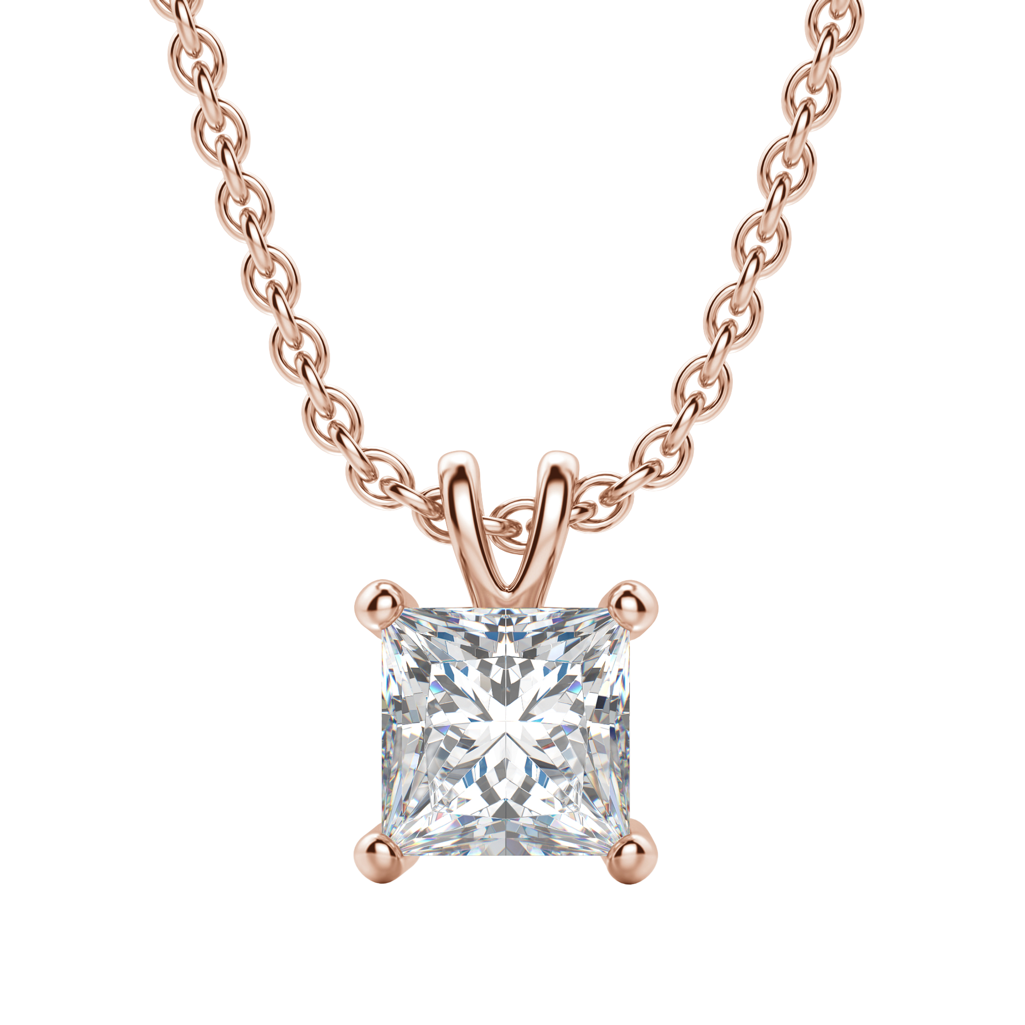 1.0CT Princess Solitaire D-VVS Lab Grown Diamond Necklace