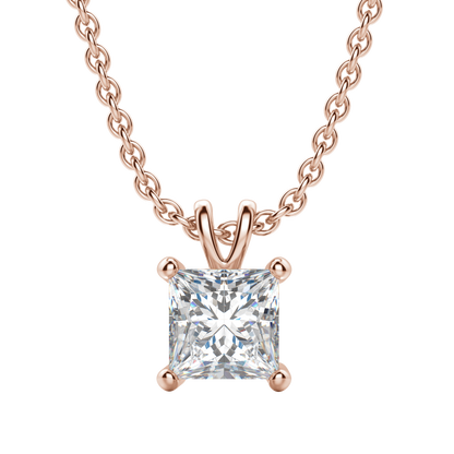 1.0CT Princess Solitaire D-VVS Lab Grown Diamond Necklace